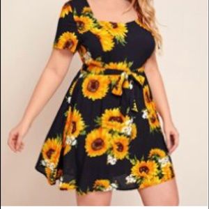 Sunflower dress with rope/belt